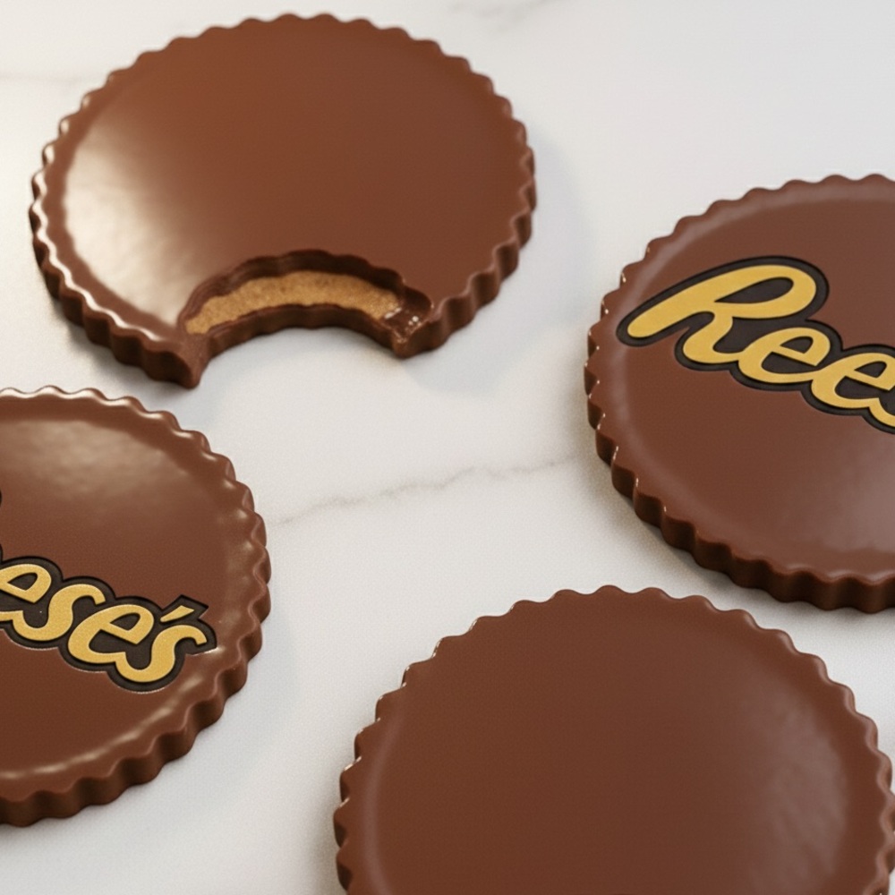 Peanut Butter Cup Coaster Set Handmade – Set of 4 - Picture 6 of 8